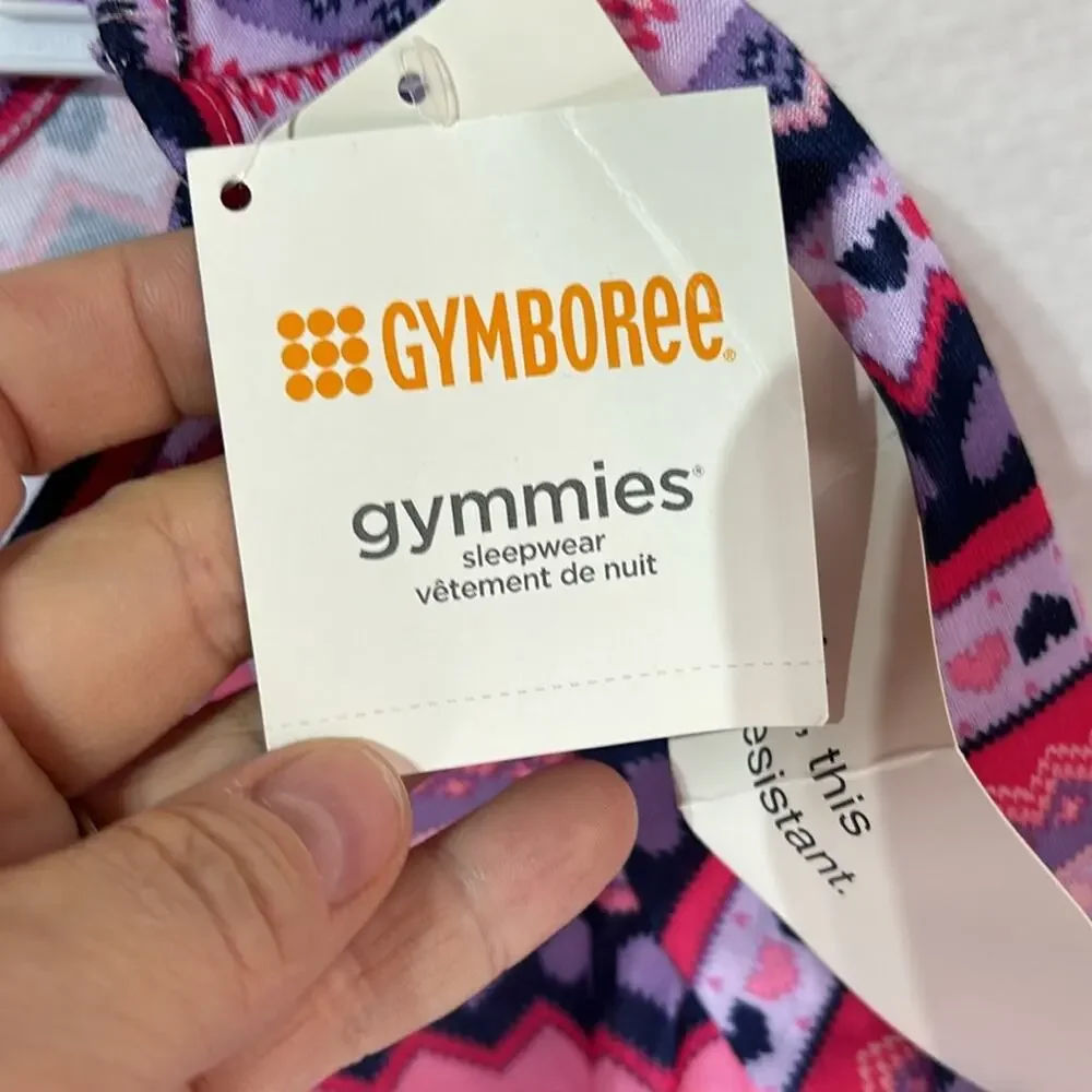 Gymboree long sleeve pink purple nightgown ruffle hemline nwt 5 or 7 size